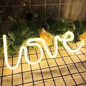 Love Neon Sign Warm White LED Wall Light USB or Battery for Room Party Decor